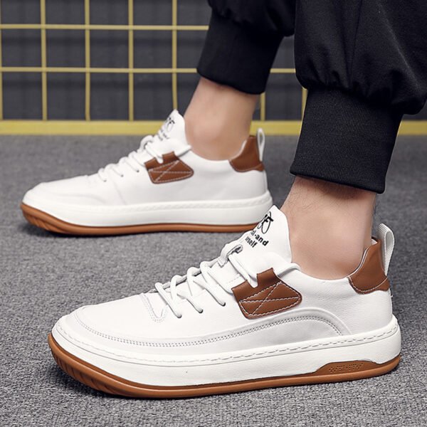 Men's leather soft-soled trend korean version sneakers-WH-03316 - Image 4
