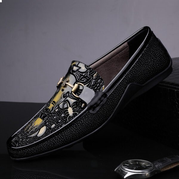 Casual trendy crocodile pattern leather shoes BKG-87 - Image 4