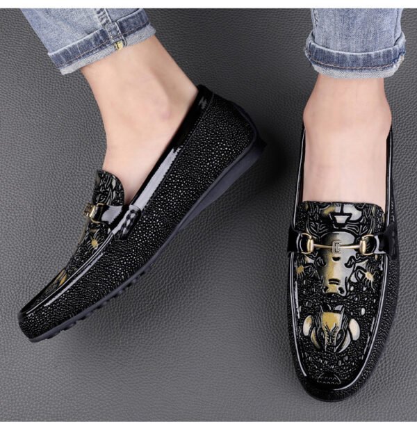 Casual trendy crocodile pattern leather shoes BKG-87 - Image 2