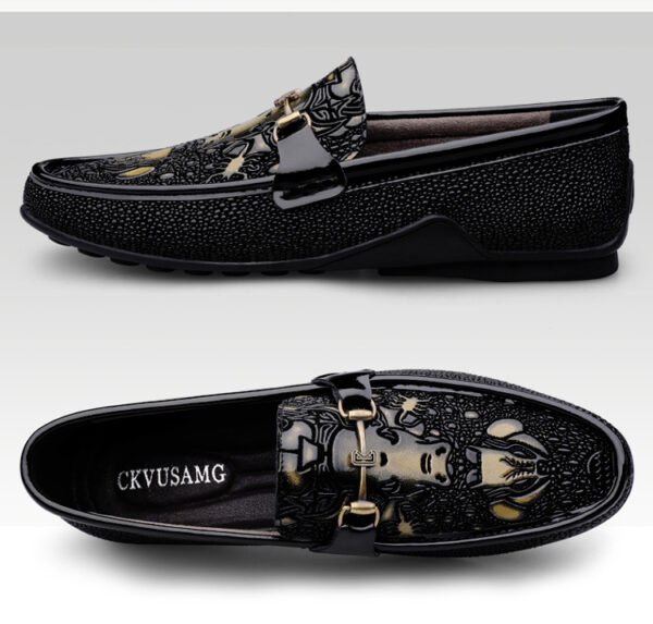Casual trendy crocodile pattern leather shoes BKG-87 - Image 3
